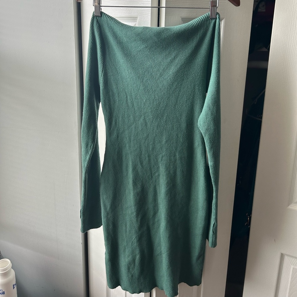 Sage Mini Sweater Dress with zip front